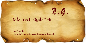 Nánai Györk névjegykártya
